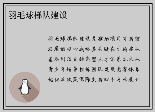 羽毛球梯队建设
